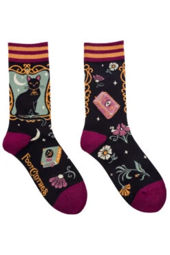 Dutchess Shadowfloof's Mew World Order Crew Socks -Vampirefreaks Sale Store witchy black cat socks