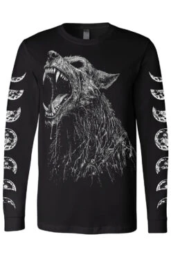 Lycanthrope T-shirt -Vampirefreaks Sale Store wolfhead longsleeve tshirt moon sleeves