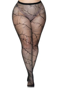 LEG AVENUE Plus Size Cracked Fishnet Tights -Vampirefreaks Sale Store womens doll gothic tights