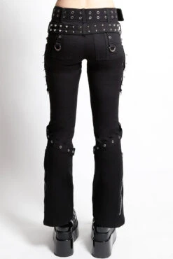 Tripp NYC Triple Belted Pants [Black] -Vampirefreaks Sale Store womens emo pants