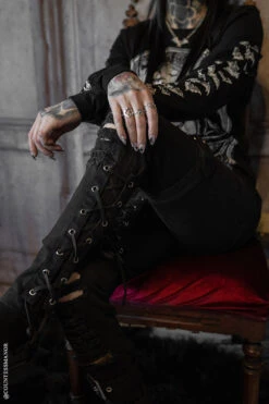 Inquisition Shredded Skinny Jeans -Vampirefreaks Sale Store womens emo skinny jeans