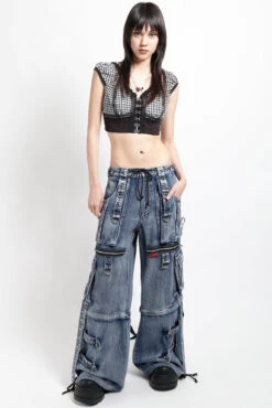 Tripp NYC X-Strap Pants [Blue-Fog Wash] -Vampirefreaks Sale Store womens goth baggy pants