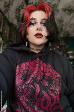 Three-Headed Werewolf Hoodie [WINE RED] -Vampirefreaks Sale Store womens gothic horror cloths