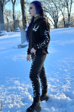 Vampire Bat Joggers [WHITE BATS] -Vampirefreaks Sale Store womens gothic joggers set