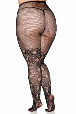 LEG AVENUE Tattooed Scallops Fishnet Stockings [PLUS SIZE] -Vampirefreaks Sale Store womens plus szie fishnet stockings