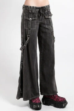 Tripp NYC Studded Power Pants [Black Denim] -Vampirefreaks Sale Store womens punk flares