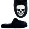 Kreepy Kozy Skull Slippers [BLACK/WHITE] -Vampirefreaks Sale Store womens skull slippers