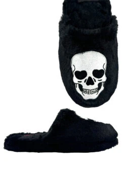 Kreepy Kozy Skull Slippers [BLACK/WHITE]