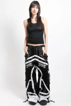Tripp NYC Off Track Pants [BLACK/WHITE] -Vampirefreaks Sale Store womens tripp pants