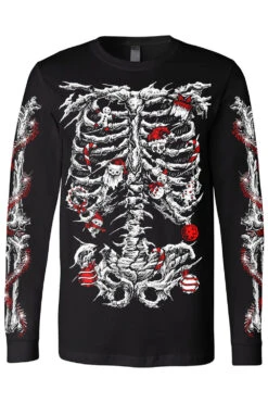 Xmas Skeleton T-shirt -Vampirefreaks Sale Store xmas skeleton longsleeve tshirt