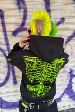 Zombie Rot Skeleton Hoodie [Monster Green] -Vampirefreaks Sale Store zombie hoodie