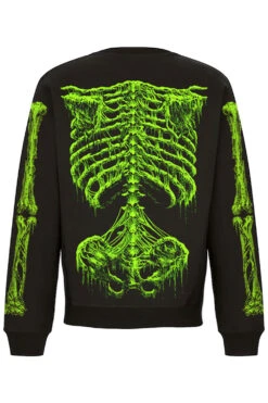 Zombie Rot Skeleton Sweatshirt [Monster Green] -Vampirefreaks Sale Store zombie skeleton sweatshirt back