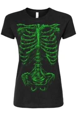 Zombie Rot Skeleton T-shirt [Monster Green] -Vampirefreaks Sale Store zombie skeleton womens tshirt